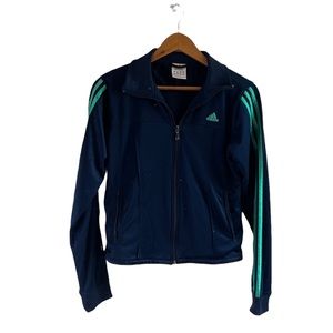 Adidas Blue and Green Track Jacket Womens Size Medium